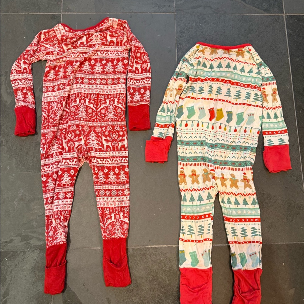 Little Sleepies Set of 2 Christmas One Piece Zippy Pajamas 6-12month